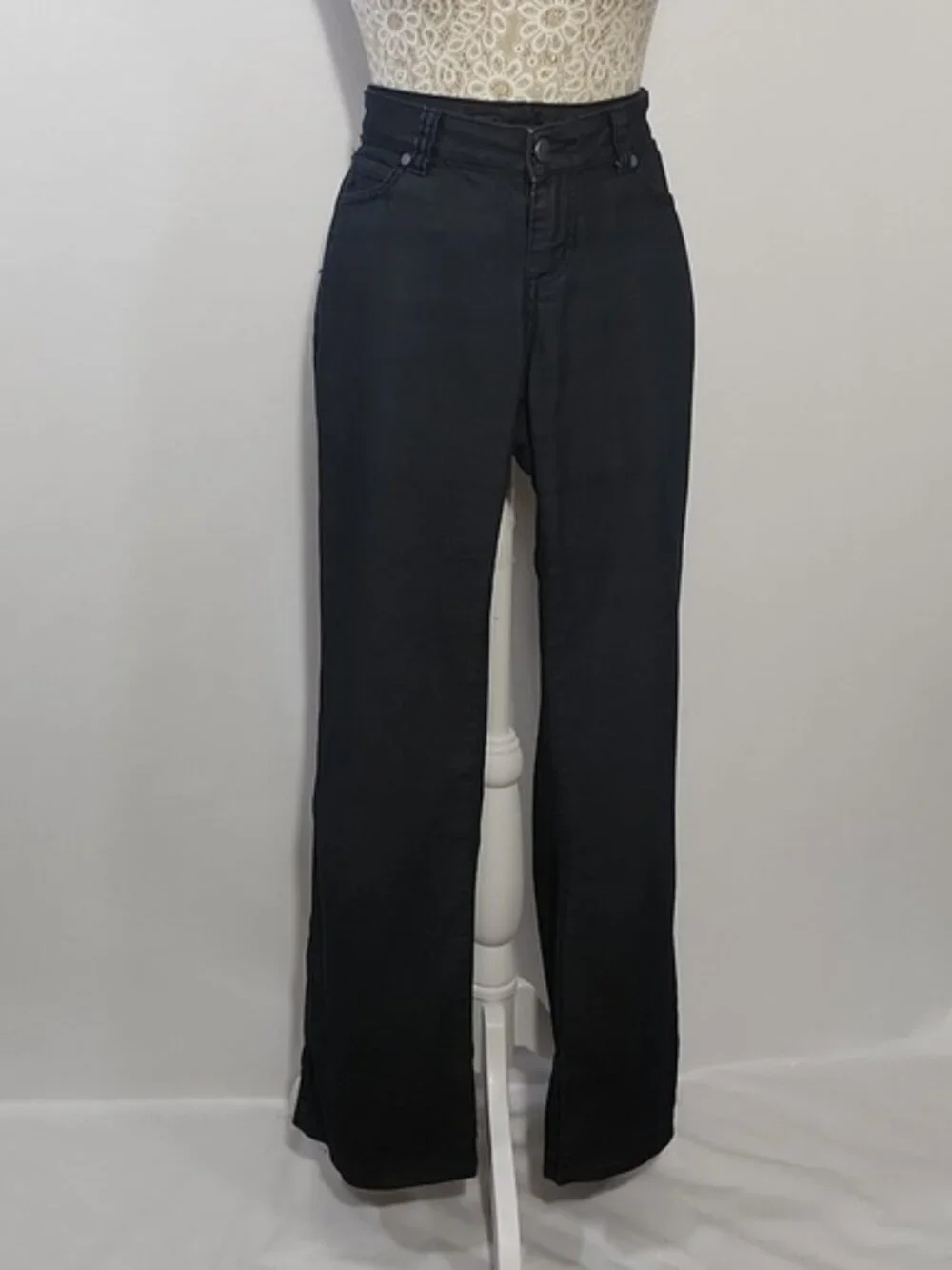 Prana Women SZ 2 Black Low Rise Straight Pocket Denim Jean Pants Hiking Outdoor